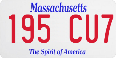 MA license plate 195CU7