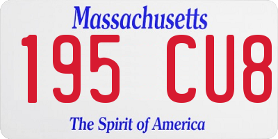 MA license plate 195CU8
