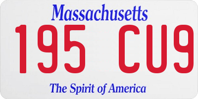 MA license plate 195CU9