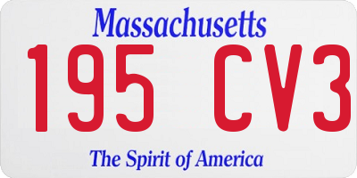 MA license plate 195CV3
