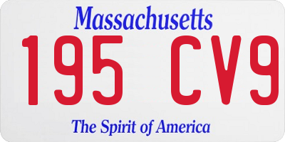 MA license plate 195CV9