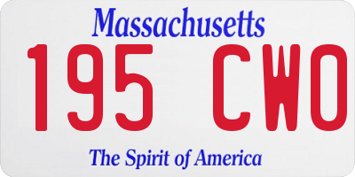 MA license plate 195CW0