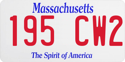 MA license plate 195CW2
