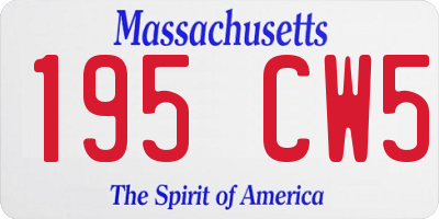 MA license plate 195CW5