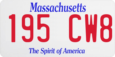 MA license plate 195CW8