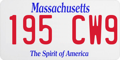 MA license plate 195CW9