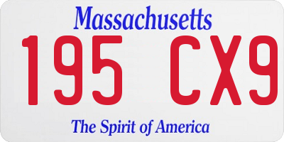 MA license plate 195CX9