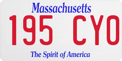MA license plate 195CY0