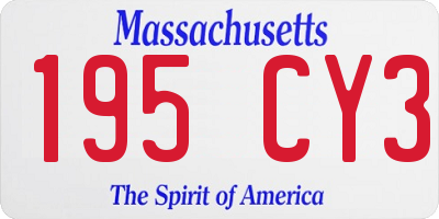 MA license plate 195CY3