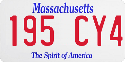 MA license plate 195CY4