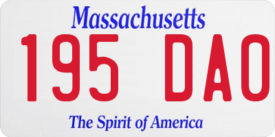 MA license plate 195DA0