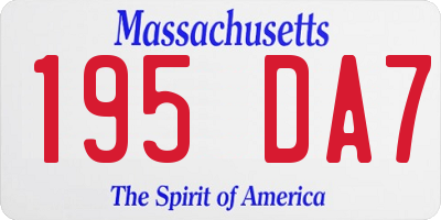 MA license plate 195DA7