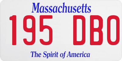 MA license plate 195DB0