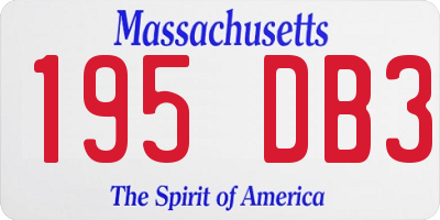 MA license plate 195DB3