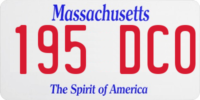 MA license plate 195DC0