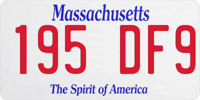 MA license plate 195DF9