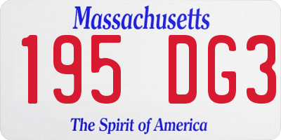 MA license plate 195DG3