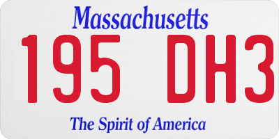 MA license plate 195DH3