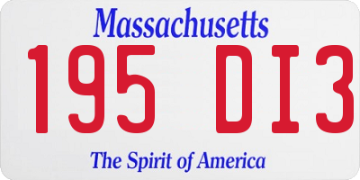 MA license plate 195DI3
