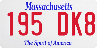 MA license plate 195DK8