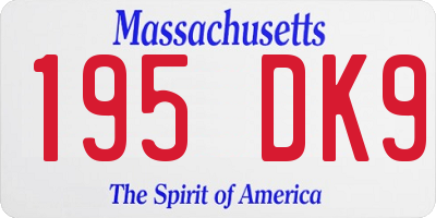 MA license plate 195DK9