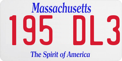 MA license plate 195DL3