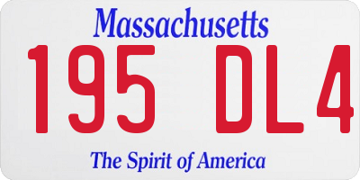 MA license plate 195DL4