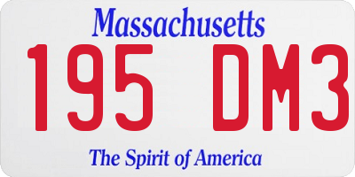 MA license plate 195DM3