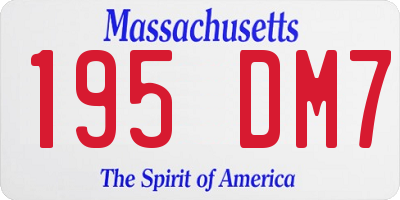 MA license plate 195DM7