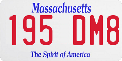 MA license plate 195DM8