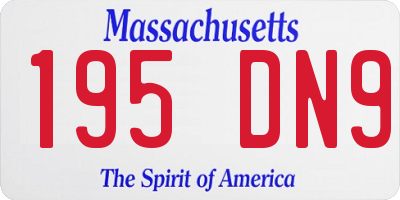 MA license plate 195DN9