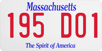 MA license plate 195DO1