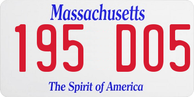 MA license plate 195DO5