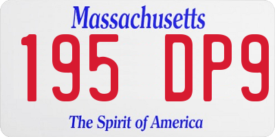 MA license plate 195DP9