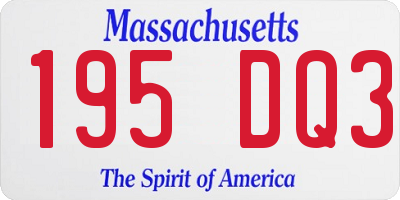 MA license plate 195DQ3