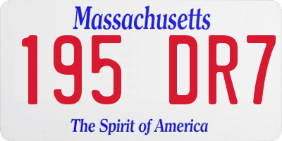 MA license plate 195DR7