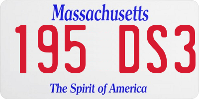 MA license plate 195DS3