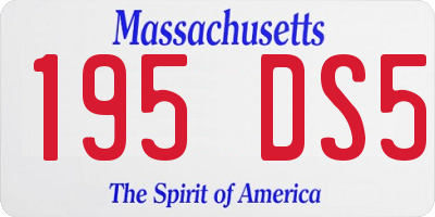 MA license plate 195DS5