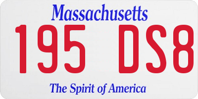 MA license plate 195DS8