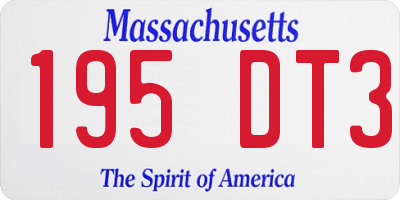MA license plate 195DT3