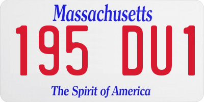 MA license plate 195DU1