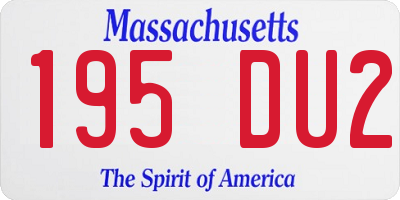MA license plate 195DU2