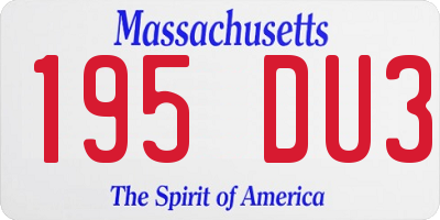 MA license plate 195DU3
