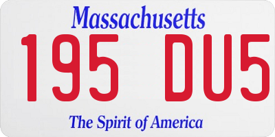 MA license plate 195DU5