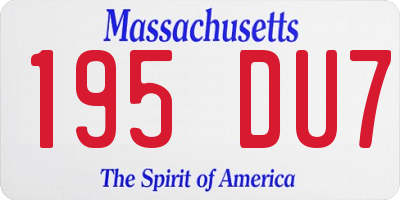 MA license plate 195DU7