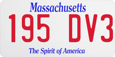 MA license plate 195DV3