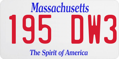 MA license plate 195DW3