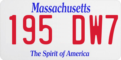 MA license plate 195DW7