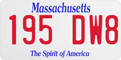 MA license plate 195DW8