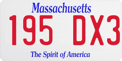 MA license plate 195DX3